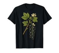 Stampa Artistica Vintage Botanica con Ribes Nero Maglietta
