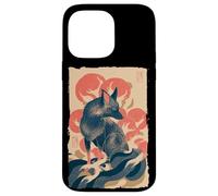 Stampa artistica vintage giapponese Fox Ukiyo-e Style Block Custodia per iPhone 14 Pro Max