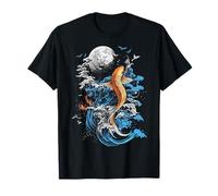 Stampa astratta di pesce uccello stampa animale ritratto arte uccello Maglietta
