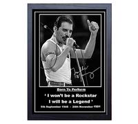 Stampa autografata e autografata di Freddie Mercury, formato A4, con cornice, 34 x 24 cm