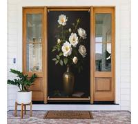 Stampa bianca con rosa n. 14 coperture decorative per porta, decorazioni per interni ed esterni, primavera, estate, autunno, inverno, Halloween, Natale, decorazioni per la casa
