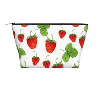 Stampa bianca di frutta delle piante di fragola, Borsa da toilette Borsa per trucco Borsa per cosmetici Borsa da toilette da viaggio portatile