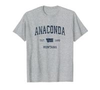 Stampa blu scuro con design sportivo vintage Anaconda Montana MT Maglietta