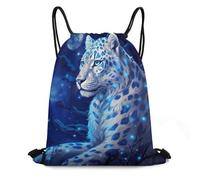 Stampa Borsa Coulisse Leopard Fireflies Under Moonlight Sacca Sportiva Palestra Unisex Zaino Sportivo per Piscina Adulto All'aperto 36X42cm