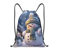 Stampa Borsa Coulisse Winter Snowman Zaino da Viaggio Leggero Sacca Ginnastica per Piscina Adulto Spiaggia 36X42Cm