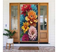 Stampa botanica colorata n. 112 coperture decorative per porte, striscione per interni ed esterni, primavera, estate, autunno, inverno, Halloween, Natale, decorazioni per la casa