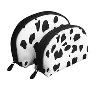 Stampa cane dalmata macchia nera, Borsa per trucco a conchiglia Portamonete da donna Borsa da toilette piccola Borsa per cosmetici 2 pezzi