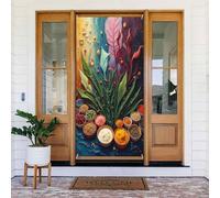 Stampa colorata botanica n. 5 coperture decorative per porte, striscione per interni ed esterni, primavera, estate, autunno, inverno, Halloween, Natale, decorazioni per la casa