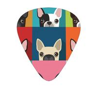 Stampa colorata del Boston Terrier,12 pezzi di plettri per chitarra, 3 plettri di diverso spessore per chitarra acustica, basso, ukulele