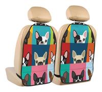 Stampa colorata del Boston Terrier,2 pezzi Tappetini per sedili auto Protezione per sedili posteriori Organizer per sedili posteriori durevoli