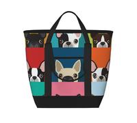 Stampa colorata del Boston Terrier,Borsa porta pranzo grande capacità isolata per donne e uomini, lavoro, picnic, viaggi