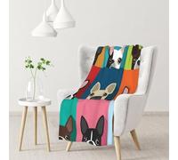 Stampa colorata del Boston Terrier,Coperta morbida, calda, anti-pilling, in flanella, peluche, 76 x 102 cm
