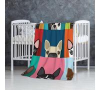 Stampa colorata del Boston Terrier,Coperta morbida, calda, anti-pilling, in flanella, peluche, 76 x 127 cm
