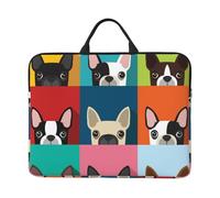 Stampa colorata del Boston Terrier, Custodia per laptop da 14 pollici, borsa per notebook, custodia per laptop, valigetta con maniglia