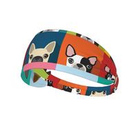Stampa colorata del Boston Terrier,Fascia elastica per capelli multiuso unisex, fascia antisudore sportiva