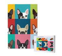 Stampa colorata del Boston Terrier,Puzzle in legno da 1000 pezzi per adulti e adolescenti