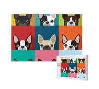 Stampa colorata del Boston Terrier,Puzzle in legno da 1000 pezzi per famiglie, puzzle per adulti e adolescenti