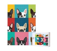 Stampa colorata del Boston Terrier,Puzzle in legno da 300 pezzi per adulti e adolescenti