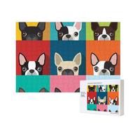 Stampa colorata del Boston Terrier,Puzzle in legno da 300 pezzi per famiglie, per adulti e adolescenti, decorazioni per la casa