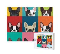 Stampa colorata del Boston Terrier,Puzzle in legno da 500 pezzi, gioco di famiglia, puzzle per adulti e adolescenti, decorazioni per la casa