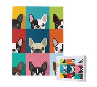 Stampa colorata del Boston Terrier,Puzzle in legno da 500 pezzi per adulti e adolescenti