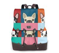 Stampa colorata del Boston Terrier,Zaino da donna, impermeabile, leggero, in pelle PU, alla moda, da viaggio