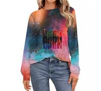 Stampa colorata manica lunga per top primavera autunno stile colorato | Materiale in poliestere, per una sensazione morbida, motivo colorato, facile da pulire, resistente all'usura quotidiana