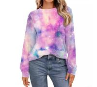 Stampa colorata manica lunga per top primavera autunno stile colorato | Materiale in poliestere, per una sensazione morbida, motivo colorato, facile da pulire, resistente all'usura quotidiana