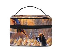 Stampa con cane che cattura il fagiano, borsa da viaggio per il trucco da donna, grande organizer per cosmetici