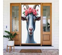 Stampa con capra rosa n. 418 copritesta decorativa, decorazione per interni ed esterni, primavera, estate, autunno, inverno, Halloween, Natale, decorazioni per la casa