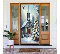 Stampa con chiesa dei cartoni animati n. 50, decorazione decorativa per interni ed esterni, primavera, estate, autunno, inverno, Halloween, Natale, decorazioni per la casa