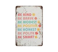Stampa con citazione per la cameretta dei bambini, stampa colorata per bambini, arte alla moda, cartello in metallo con scritta "Be Kind" in stile retrò vintage, poster da parete, 20,3 x 30,5 cm