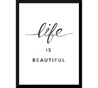 Stampa con cornice Life is beautiful nero 30x40 cm Nero