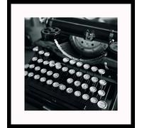 Stampa con cornice Macchina da scrivere nero 30x30 cm Nero