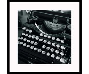 Stampa con cornice Macchina da scrivere nero 30x30 cm Nero