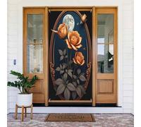 Stampa con luna rosa n. 967 Coperture decorative per porta, decorazioni per interni ed esterni, primavera, estate, autunno, inverno, Halloween, Natale, decorazioni per la casa