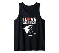 Stampa con mappa dei cuori "I Love Greece" Canotta