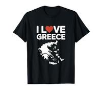 Stampa con mappa dei cuori "I Love Greece" Maglietta