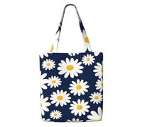 Stampa con motivo a margherita su sfondo blu,Borse della spesa riutilizzabili, borse per la spesa, borsa a tracolla in tela di grande capacità