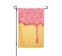 Stampa con motivo gelato e waffle, 30,5 x 45,7 cm, bandiera da giardino per tutte le stagioni, decorazione esterna per cortile, patio, portico e bandiera del prato