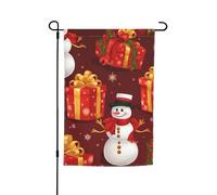 Stampa con pupazzo di neve di buon Natale, versatile ed elegante, bandiera da giardino per tutte le stagioni, decorazione per esterni, verande, giardini