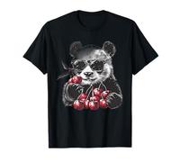 Stampa con ritratto di orsetto di panda, motivo: Cherry Lover Maglietta