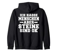 Stampa con Scritta ICH Hasse Menschen Aber Steine Sind Ok Felpa con Cappuccio