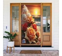 Stampa con sole rosa sulla spiaggia n. 786, decorazione decorativa per porte per interni/esterni, primavera, estate, autunno, inverno, Halloween, Natale, decorazioni per la casa