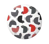 Stampa creativa del pollo del fumetto 6 centimetri rotondo distintivo della banda stagnata singolo lato stampato perfetto per la decorazione personale di stile e regalo, Misura unica, Metallo