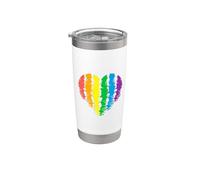 Stampa Cuore A Strisce Arcobaleno Bicchiere termico in acciaio inox doppia parete