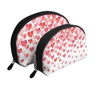 Stampa Cuori rossi che cadono, Borsa per trucco a conchiglia Portamonete da donna Borsa da toilette piccola Borsa per cosmetici 2 pezzi