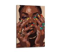 Stampa da parete femminile africana ragazza afro americana pittura nera femminile astratta arte nera donne vintage Decor signora africana retrò ritratto tela arte della parete per la decorazione della