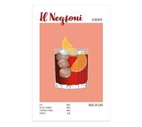 Stampa da Parete Il Negroni, Cocktail Bar, Idea Regalo Speciale, Arredamento Casa Soggiorno Salotto Ufficio Cucina, Poster in carta glossy premium (29.7x42)