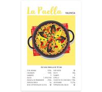 Stampa da Parete La Paella, Ricetta Piatto Tradizionale Spagnolo, Idea Regalo Speciale, Arredamento Casa Salotto Ufficio Cucina, Poster in carta glossy premium ((A3) 29,7 x 42 cm)